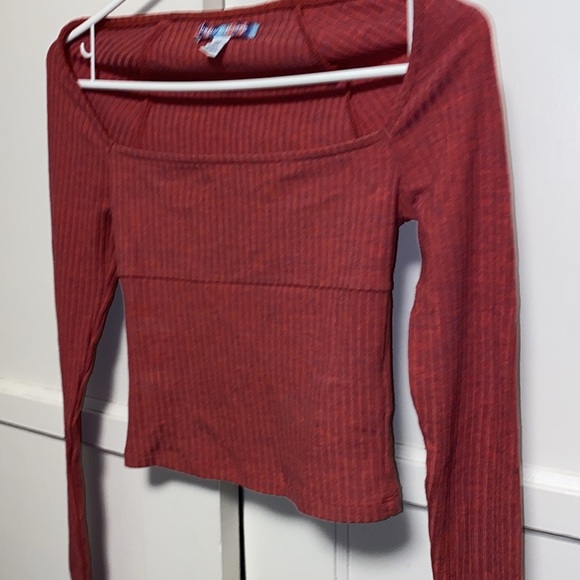 Urban Outfitters XS Red Ribbed Orla Square Neck Top - Picture 11 of 12